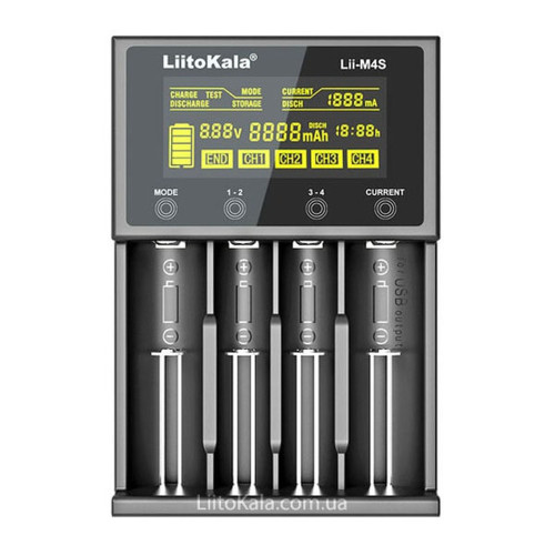 Зарядний пристрій LiitoKala Lii-M4S 4 незалежні канали Power Bank LED дисплей живлення USB-C