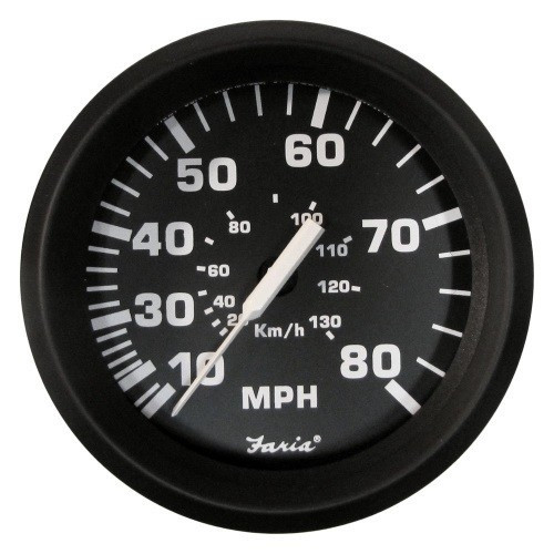 Спідометр судновий Faria чорний 130 км/год подвійна шкала 80 MPH діаметр 85 мм врізний
