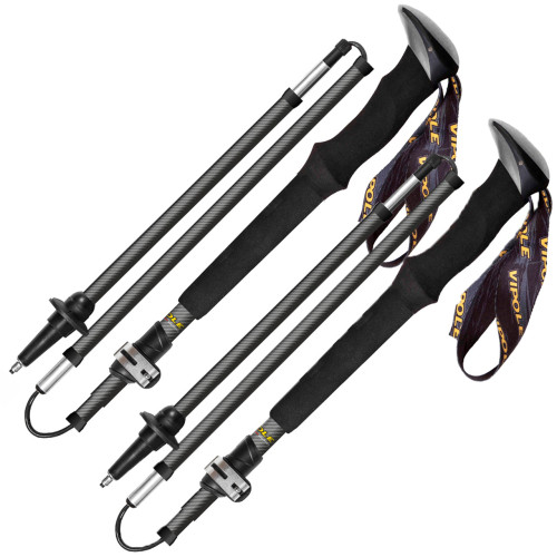 Палки трекінгові Vipole Approach Long Carbon 130 DLX QuickLock 100% HM Carbon вага 198 г 5 секцій компактні 34 см