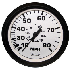 Спідометр Faria 130 км/год чорний білий подвіна шкала 80 MPH врізний 85 мм новий Спідометр Faria 130 км/год чорний білий подвіна шкала 80 MPH врізний 85 мм новий
