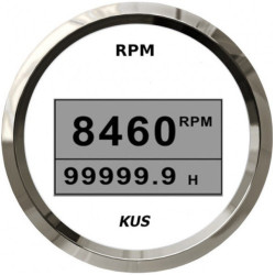 Тахометр KUS 8000RPM цифровий білий нержавіюча сталь IP67 для човна 12/24 В врізний з рідкокристалічним дисплеєм Тахометр KUS 8000RPM цифровий білий нержавіюча сталь IP67 для човна 12/24 В врізний з рідкокристалічним дисплеєм