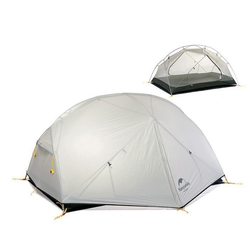 Палатка Naturehike Mongar NH17T007-M 20D сіра двомісна вага 2.3 кг висота 100 см з футпрінтом