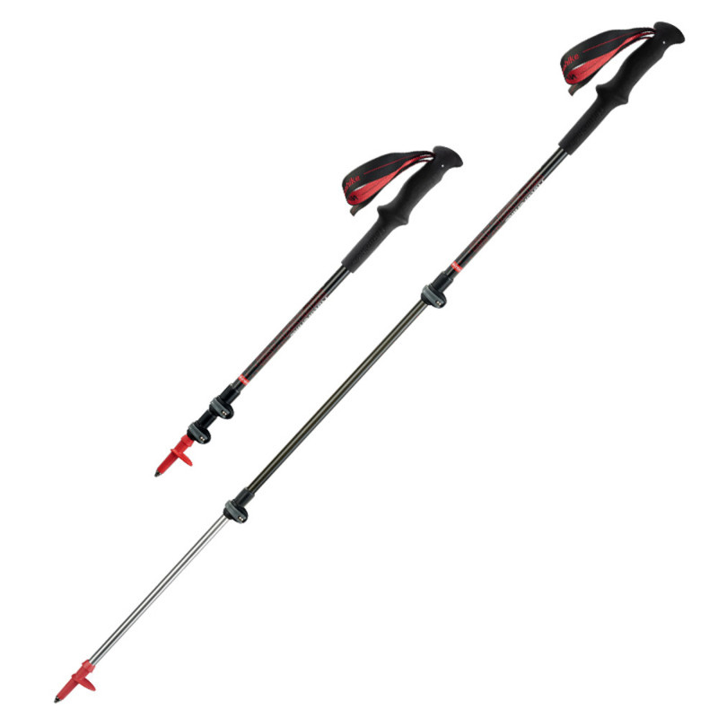 Трекінгова палка Naturehike ST06 NH17D006-D чорна максимальна довжина 135 см вага 185 г карбоновий стержень
