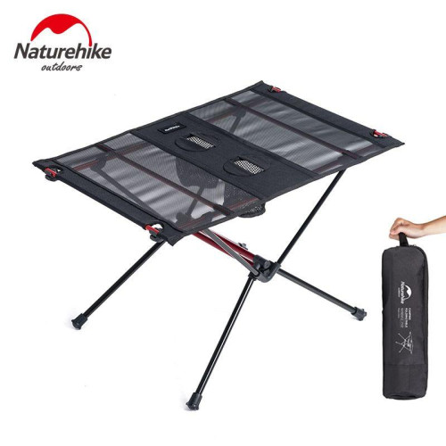 Розкладний стіл Naturehike NH19Z027-Z чорний сітка/алюміній вага 700 г для кемпінгу навантаження до 30 кг