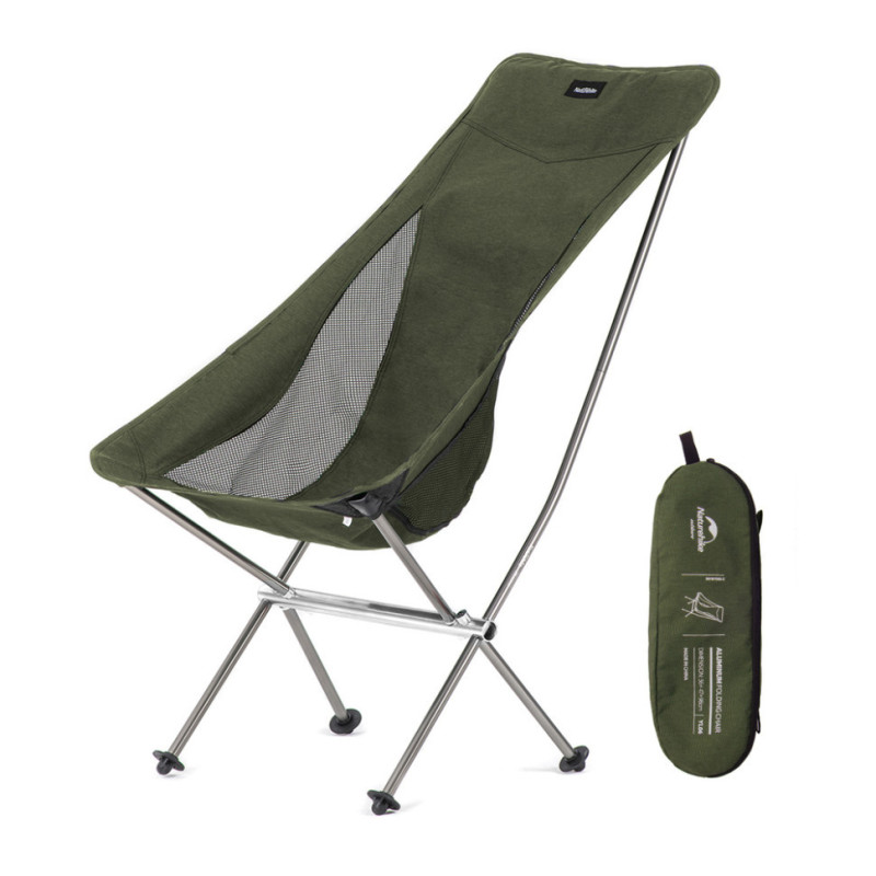 Складний стілець Naturehike YL06 NH18Y060-Z зелений алюміній 7075 максимальне навантаження 150 кг вага 1.28 кг