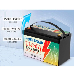 Акумулятор LiFePO4 DEE SPAEK 12V 100Ah Bluetooth литій-залізо-фосфатний BMS 100A вага 10 кг 1280 Wh