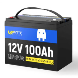 Литий-залізо-фосфатний акумулятор WATTCycle LiFePO4 12V 100 Ah 1280Wh з BMS50/100A чорний 5000+ циклів Литий-залізо-фосфатний акумулятор WATTCycle LiFePO4 12V 100 Ah 1280Wh з BMS50/100A чорний 5000+ циклів