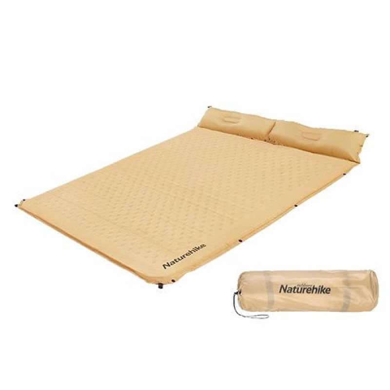 Матрац самонадувний двомісний Naturehike CNH22DZ013 196x132x3 см жовтий вага 2.3 кг для туризму