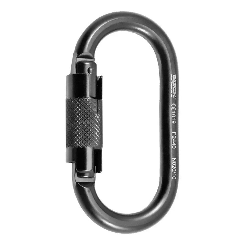 Карабін Rock Empire Steel Carabiner O KL-2T Black 172 г навантаження 28 kN муфта Twist Lock 17 мм ширина розкриття