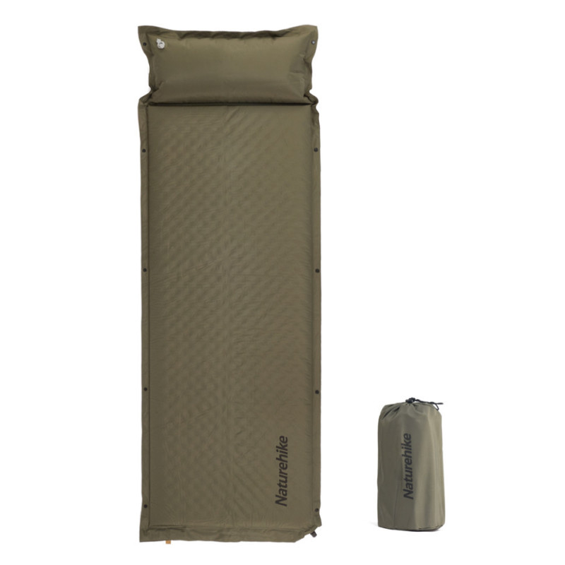 Килимок самонадувний Naturehike CNK2300DZ014 60мм темно-зелений з подушкою вага 1.7 кг розмір 192 х 65 х 6 см