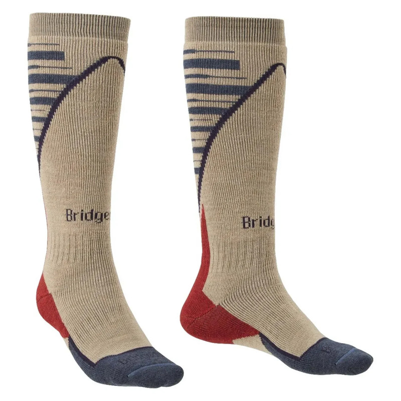 Шкарпетки Bridgedale Men's Ski MidWeight Plus висота голенища до коліна 34% мериносової вовни колір Пісок/Синій
