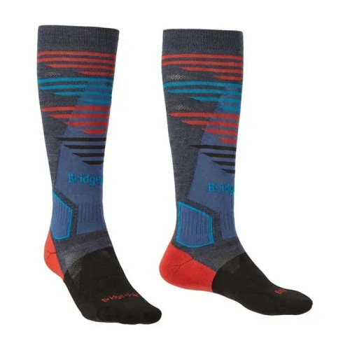 Шкарпетки Bridgedale Men's Ski LightWeight синій/чорний M висота до коліна склад 20% мериносової вовни