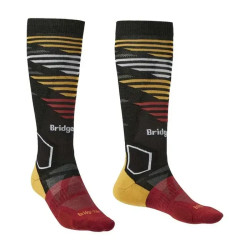 Шкарпетки Bridgedale Men's Ski LightWeight Graphite/Red висота голенища до коліна 20% мериносової вовни 51% нейлон
