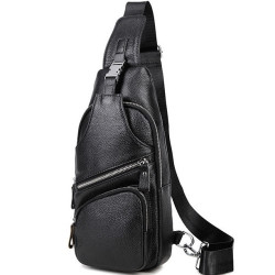 Сумка-слінг TIDING BAG MK16094 шкіряна чорна 17х32х7 для міста Сумка-слінг TIDING BAG MK16094 шкіряна чорна 17х32х7 для міста
