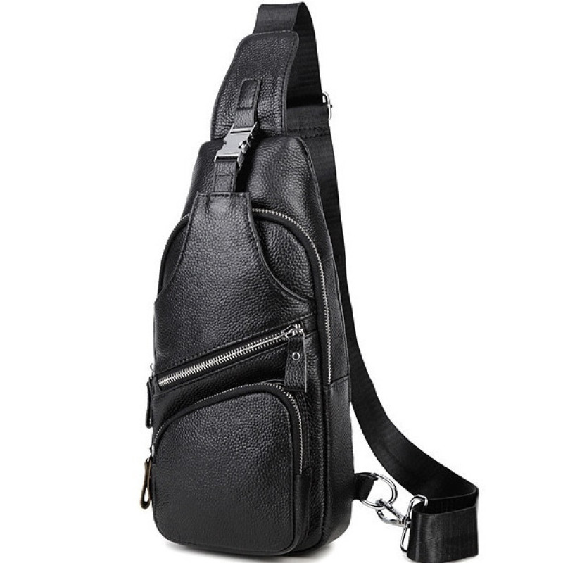 Сумка-слінг TIDING BAG MK16094 шкіряна чорна 17х32х7 для міста