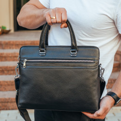 Шкіряна чоловіча ділова сумка 38x29x8, папка портфель для роботи Tiding Bag 30987 чорна Шкіряна чоловіча ділова сумка 38x29x8, папка портфель для роботи Tiding Bag 30987 чорна