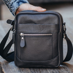 Чоловіча шкіряна сумка планшет 18х21х7, барсетка через плече Tiding Bag LA3314-1BL чорна Чоловіча шкіряна сумка планшет 18х21х7, барсетка через плече Tiding Bag LA3314-1BL чорна