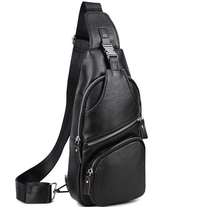 Сумка-слінг TIDING BAG MK-96303 шкіряна чорна для роботи та офісу