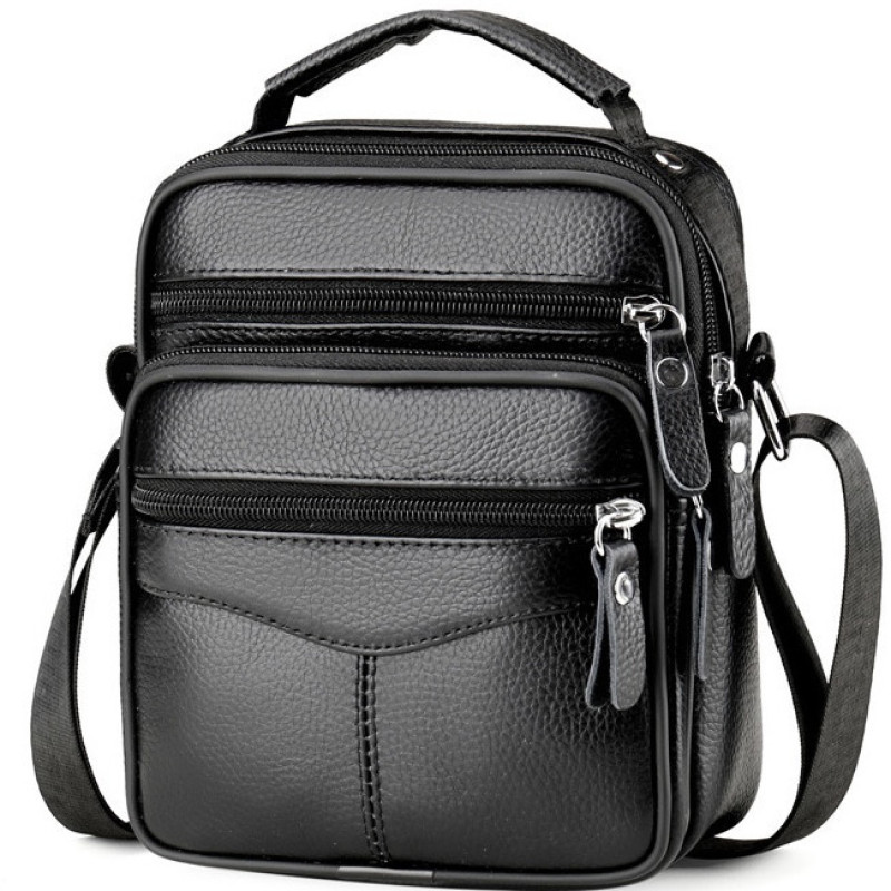 Чоловіча сумка барсетка 17x21x9, шкіряна сумочка планшет Tiding Bag 75003 чорна