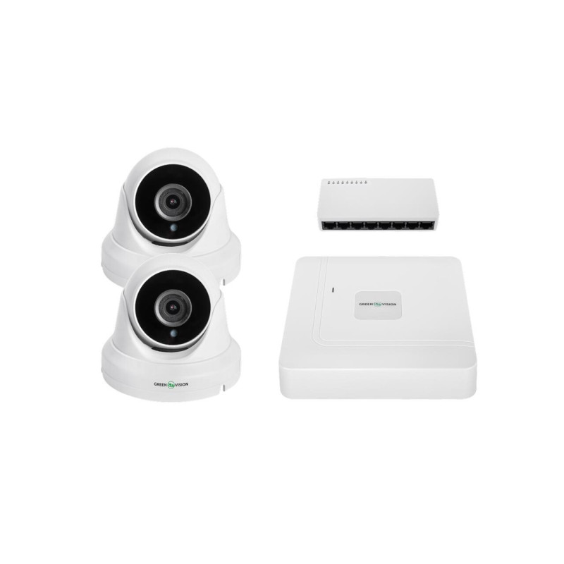 Комплект відеоспостереження GreenVision GV-IP-K-W95 5MP 9 камер 2592х1944 IP з фіксованим об'єктивом 2.8 мм