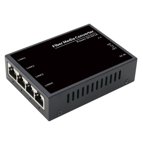 Медіаконвертер GV-1004G-F/X-20KM A 1000Mb/c 4 порти RJ45 до 20 км оптичний сигнал 1550/1310 нм