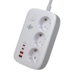 Мережевий фільтр LP F65WG4 3x230V-3520W 2xUSB-60W 2xType-C 65W QC/PD захист від перегріву і короткого замикання Мережевий фільтр LP F65WG4 3x230V-3520W 2xUSB-60W 2xType-C 65W QC/PD захист від перегріву і короткого замикання