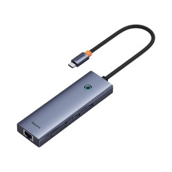 USB Hub Baseus Flite 7-Port Type-C HDMI 4K 60Hz USB 3.0 PD RJ45 SD/TF Grey USB Hub Baseus Flite 7-Port Type-C HDMI 4K 60Hz USB 3.0 PD RJ45 SD/TF Grey