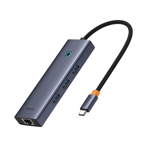 USB Hub Baseus Flite 6-Port Type-C HDMI 4K 60Hz USB 3.0 5Gb/s PD 100W RJ45 1000Mbit/s Сірий