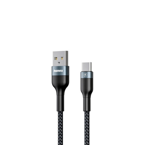 Кабель Remax Sury USB 2.0 to Type-C 2.4A 1M Чорний зносостійка нейлонова обплетення швидка передача 480 Мбіт/с