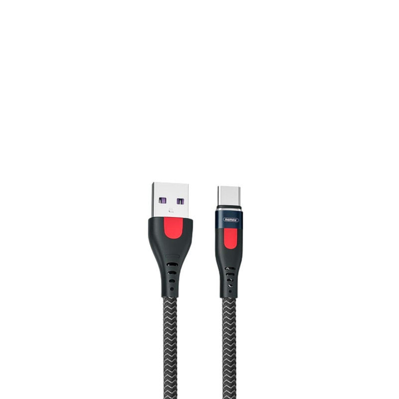 Кабель Remax Lesu Pro USB 2.0 Type-C 5A 1M чорний зносостійка нейлонова обплетення алюмінієвий сплав