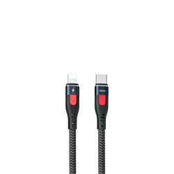 Кабель Remax Lesu Pro Type-C to Lightning 20W 1M чорний нейлоновая обплетка 480 Мбит/с Кабель Remax Lesu Pro Type-C to Lightning 20W 1M чорний нейлоновая обплетка 480 Мбит/с