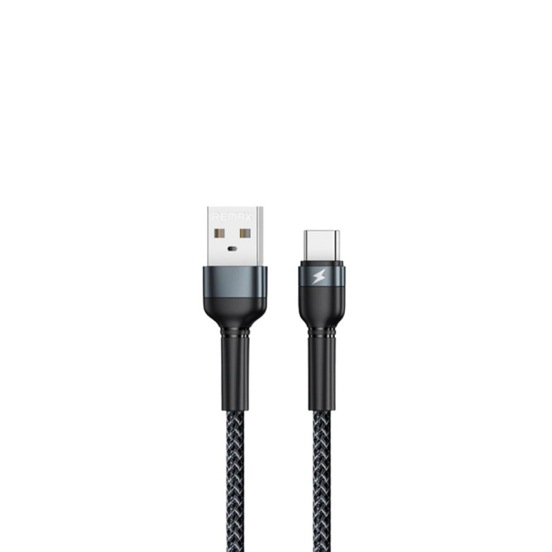 Кабель Remax Jany USB 2.0 to Type-C 2.4A 1M Чорний алюмінієвий сплав тканевое обплетение скорость 480 Мбит/с