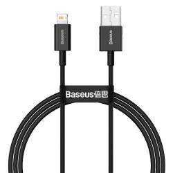 Кабель Baseus Superior USB 2.0 to Lightning 2.4А 1M Чорний швидка зарядка 480 Мбіт/с міцне обплетення Кабель Baseus Superior USB 2.0 to Lightning 2.4А 1M Чорний швидка зарядка 480 Мбіт/с міцне обплетення