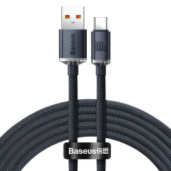Кабель Baseus Crystal Shine USB 2.0 to Type-C 100W 2M Чорний підтримка PD швидкість передачі 480 Мбіт/с Кабель Baseus Crystal Shine USB 2.0 to Type-C 100W 2M Чорний підтримка PD швидкість передачі 480 Мбіт/с