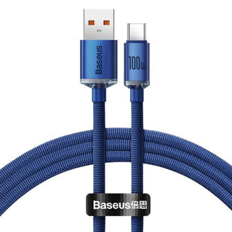 Кабель Baseus Crystal Shine USB 2.0 Type-C 100W 1.2M Синій швидкість передачі 480 Мбіт/с стійкий до корозії