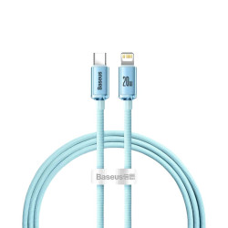 Кабель Baseus Crystal Shine Type-C to Lightning 20W 1.2M Голубой алюмінієвий корпус швидка зарядка PD 480 Мбит/с Кабель Baseus Crystal Shine Type-C to Lightning 20W 1.2M Голубой алюмінієвий корпус швидка зарядка PD 480 Мбит/с