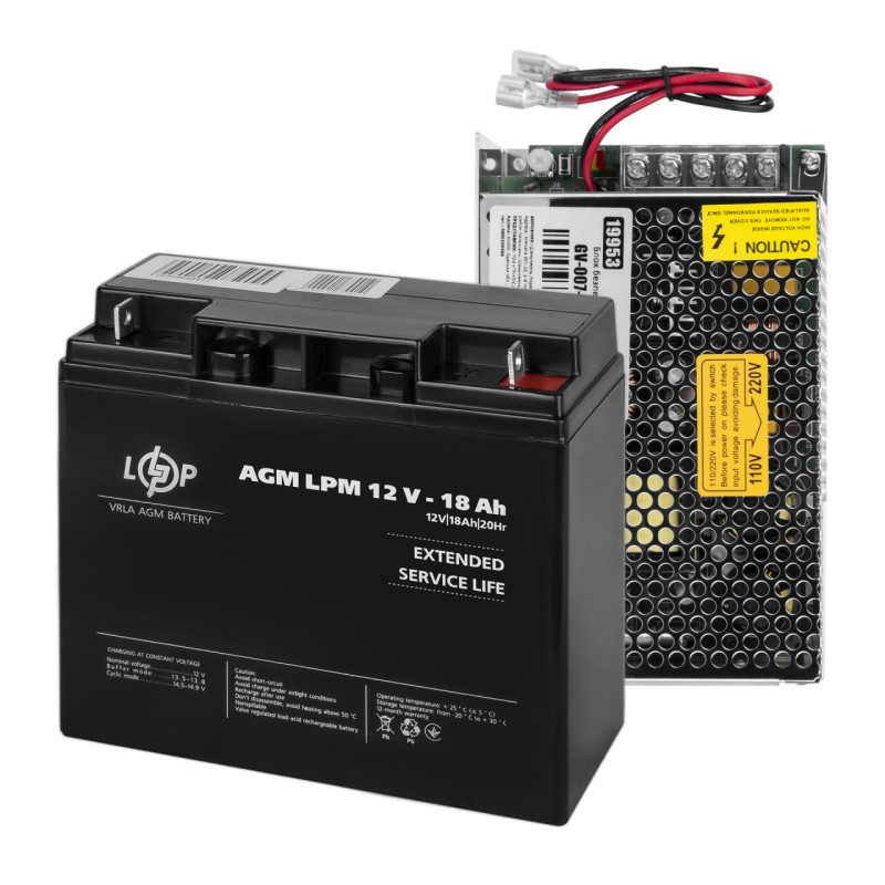 Блок безперебійного живлення GreenVison GV-007-UPS-A-1203-8A 120W з акумулятором 18Ah білий індикація
