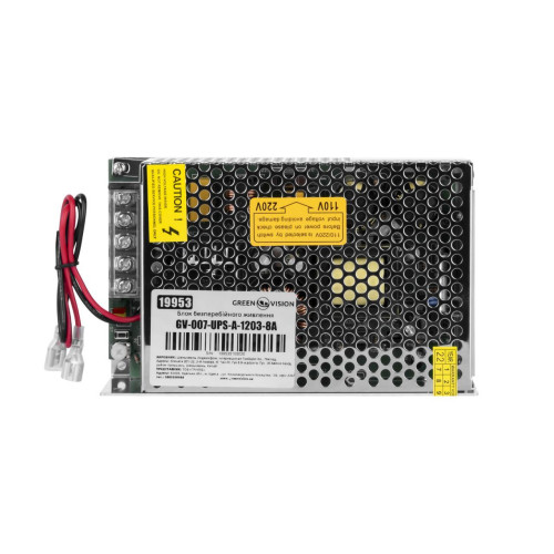 Блок безперебійного живлення GreenVision GV-007-UPS-A-1203-8A імпульсний 12 V струм навантаження 8 A захист від перегрузки