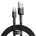 Кабель Baseus Cafule USB 2.0 to Type-C 3A 1M Чорний/Сірий швидкість передачі 480 Мбіт/с кевларова обплетення