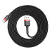 Кабель Baseus Cafule USB 2.0 to Type-C 2A 2M Чорний/Червоний Кевlarове обплетення Швидкість передачі 480 Мбіт/с