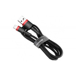Кабель Baseus Cafule USB 2.0 to Lightning 1M 2.4A Чорний/Червоний кевlarове обплетення термопластичний еластомер Кабель Baseus Cafule USB 2.0 to Lightning 1M 2.4A Чорний/Червоний кевlarове обплетення термопластичний еластомер