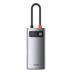 USB Hub Baseus Metal Gleam Series 4-in-1 Type-C 4 порти USB 3.0 HDMI 4K до 100 Вт сірий USB Hub Baseus Metal Gleam Series 4-in-1 Type-C 4 порти USB 3.0 HDMI 4K до 100 Вт сірий