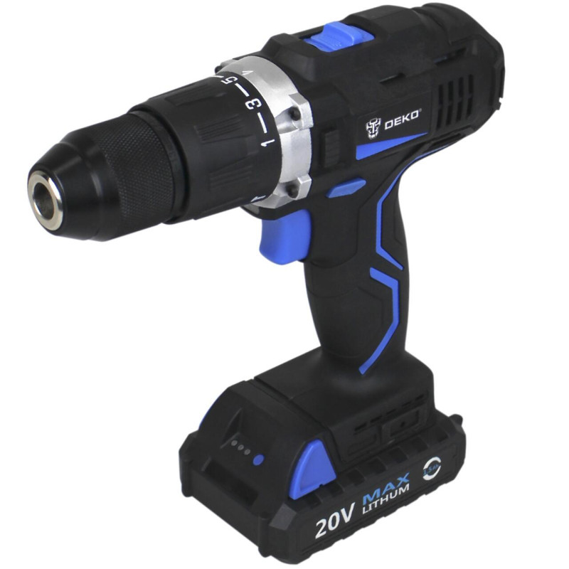 Акумуляторний шуруповерт DEKO 15914 20V максимальний крутний момент 58N.m 15+2 положення зчеплення