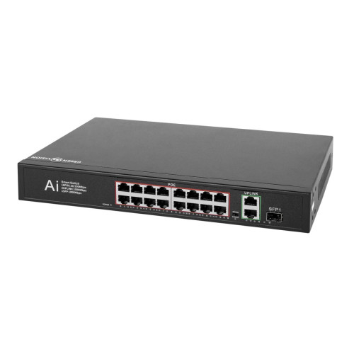 Комутатор POE GV-010-D-16+2 PG+1 SFP 16 портів 10/100 Мбіт IEEE802.3AT/AF металевий корпус
