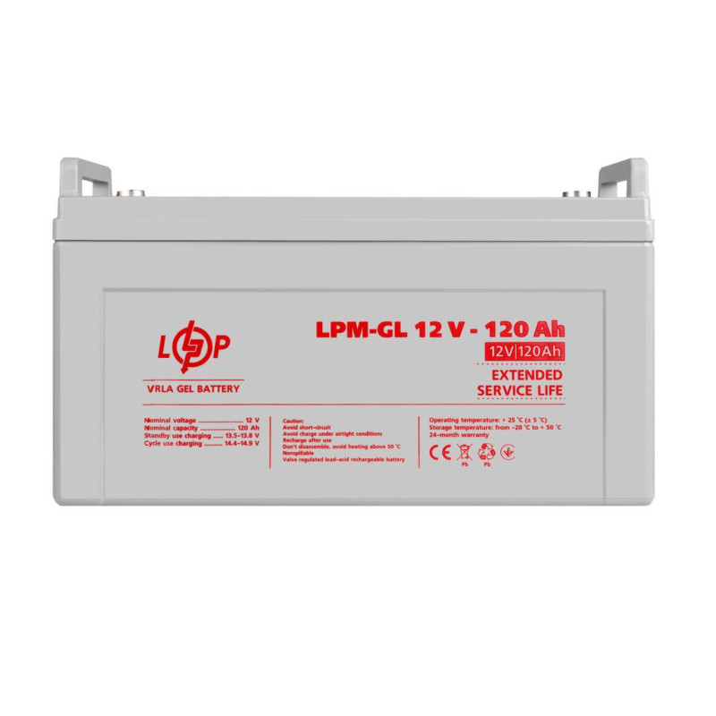 Акумулятор гелевий LPM-GL 12V 120 Ah висока ємність 1200 циклів заряду новий корпус з пластика