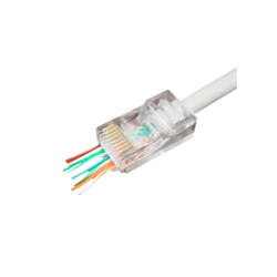 Конектор RJ45 Cat.5E 100 шт прозорий новий для мережевого кабелю з інноваційним кріпленням Конектор RJ45 Cat.5E 100 шт прозорий новий для мережевого кабелю з інноваційним кріпленням