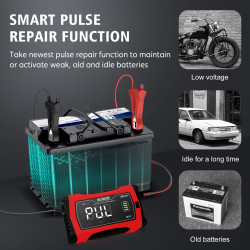 Зарядка HT-RC 10A 12V/24V Швидка адаптивна зарядка для літій-іонних та свинцево-кислотних батарей червона Зарядка HT-RC 10A 12V/24V Швидка адаптивна зарядка для літій-іонних та свинцево-кислотних батарей червона