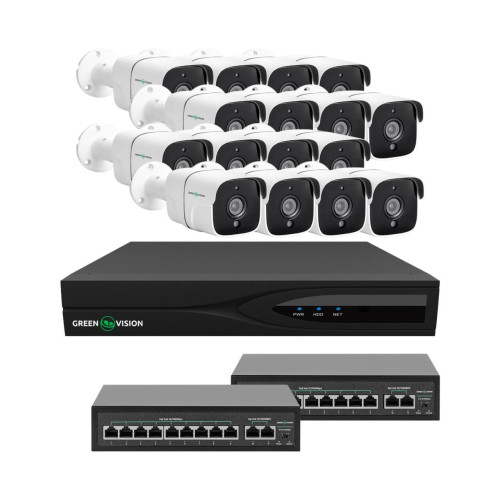 Комплект відеоспостереження GreenVision GV-IP-K-W88/16 5MP на 16 камер розширене функціонування автоматичне виявлення руху