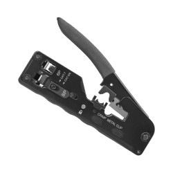 Обтискний інструмент RJ45 UTP/STP 8P8C Shielded Tail Clip сталь/пластик чорний з обрізкою кабелю Обтискний інструмент RJ45 UTP/STP 8P8C Shielded Tail Clip сталь/пластик чорний з обрізкою кабелю