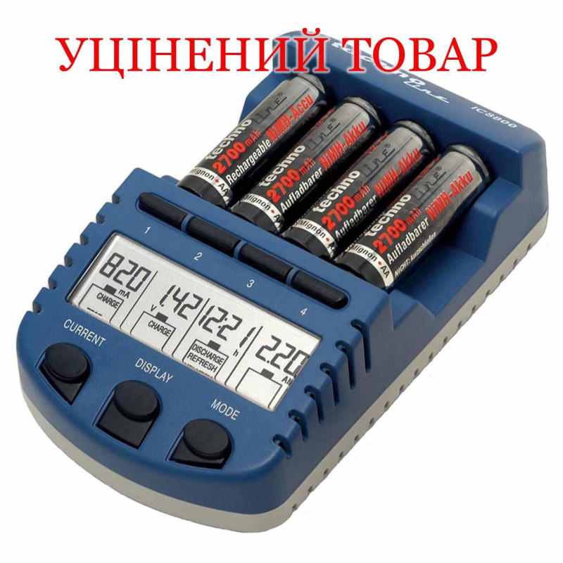 Зарядний пристрій Technoline BC1000 мікропроцесорний 4 канали швидкість заряджання до 1800 мА до 3000 мАг